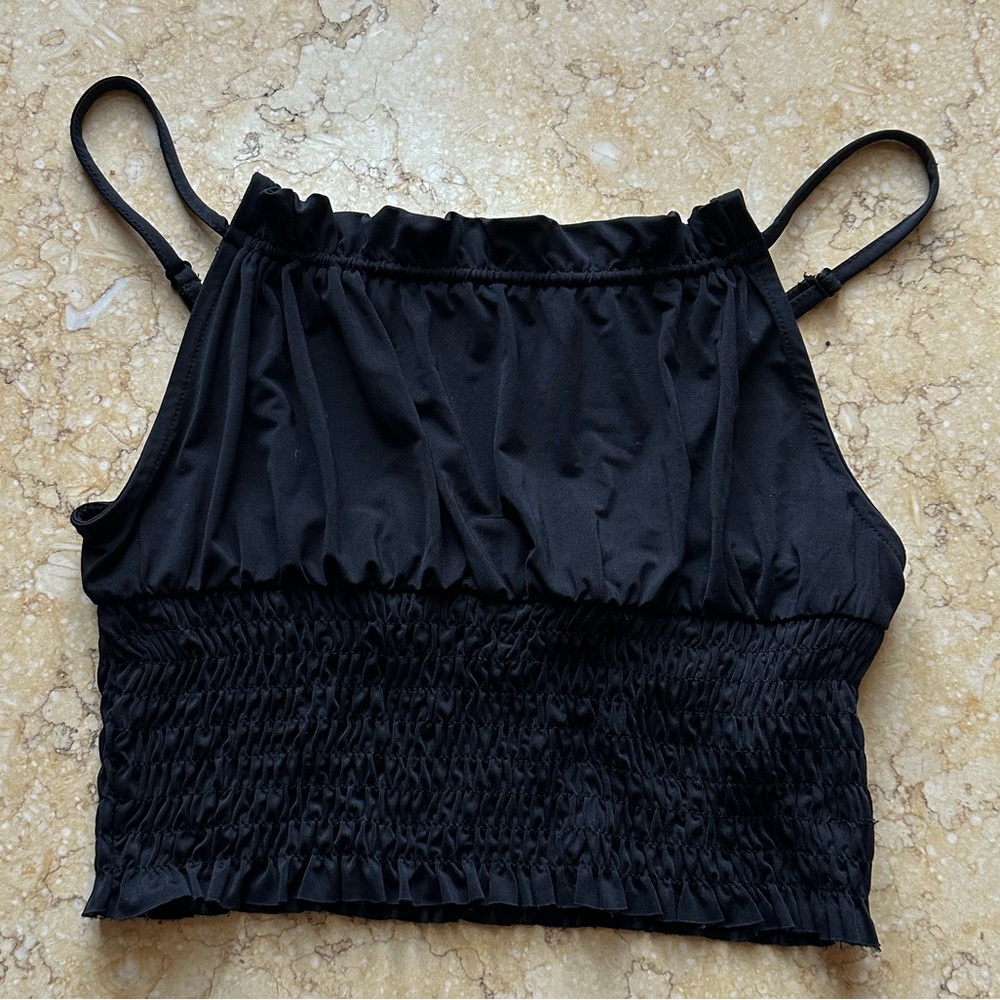 NWOT Urban Outfitters black smocked crop top